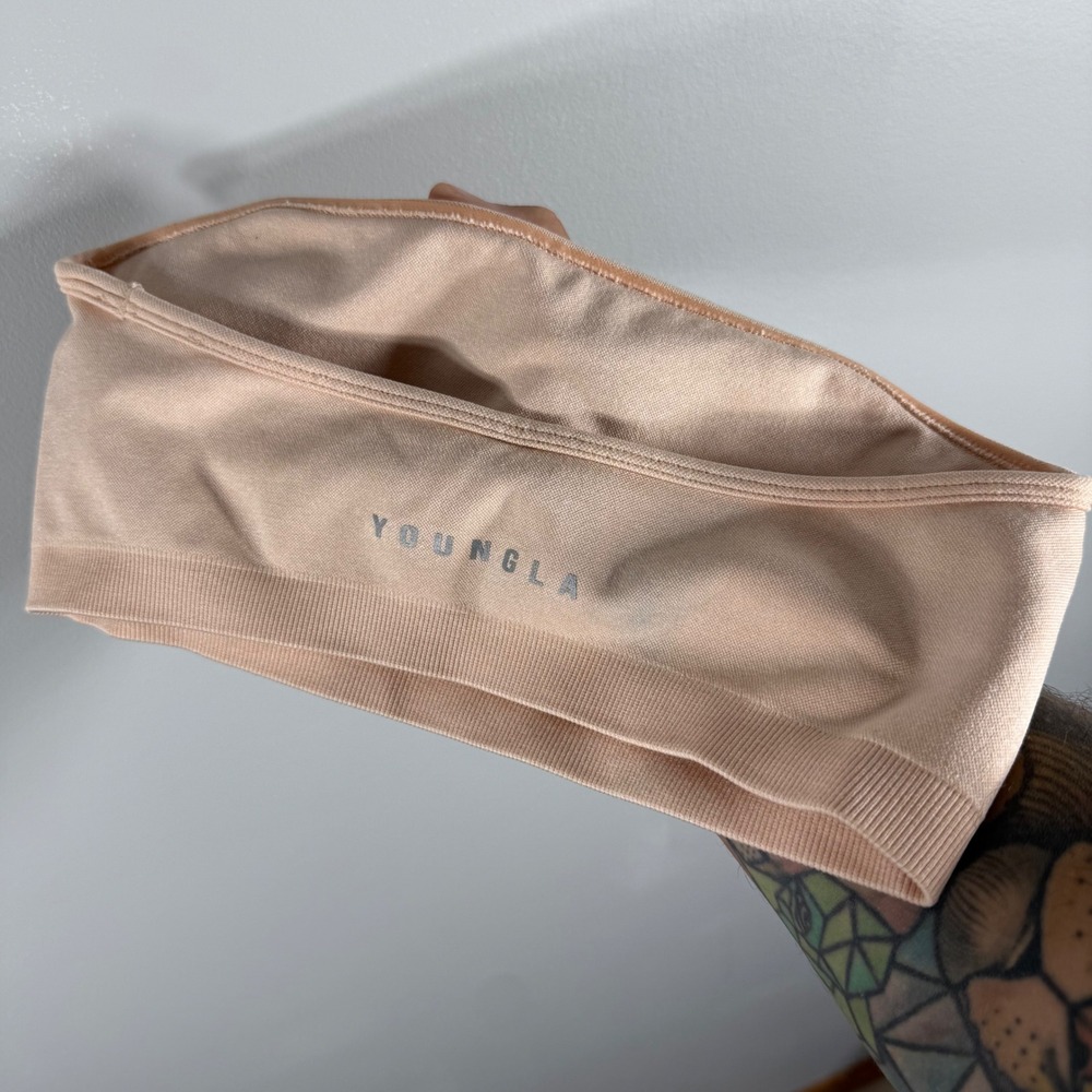 YoungLA Logo Bandeau Bra Peach Small - Picture 2 of 5